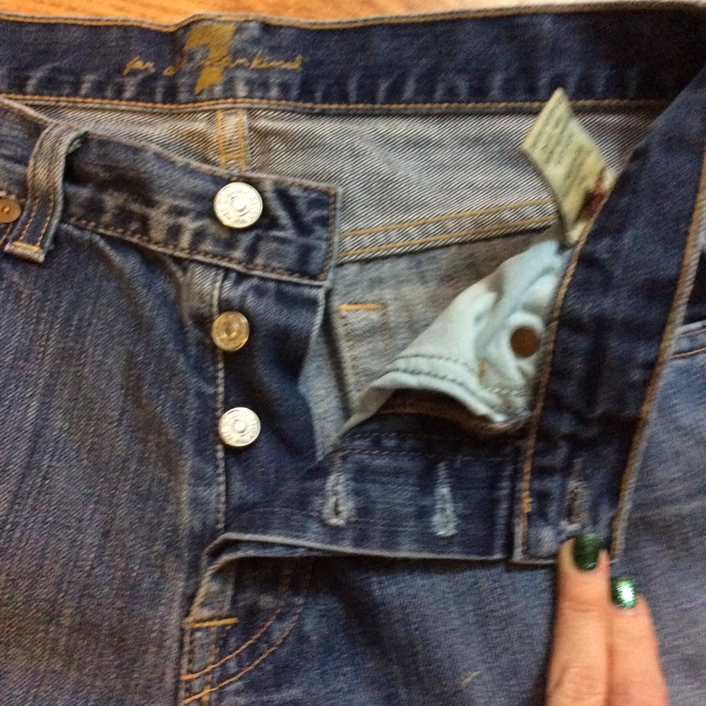 7 For All Mankind 30W by 28L Button Fly Denim - Picture 4 of 5
